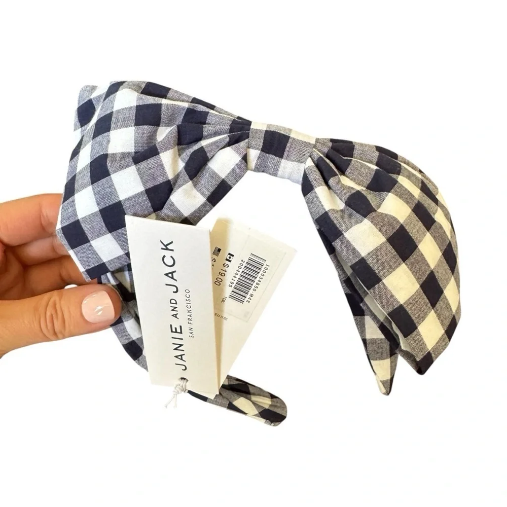 Janie and Jack Headband Set of 2 Bundle Blue White Plaid Baby Girl NWT